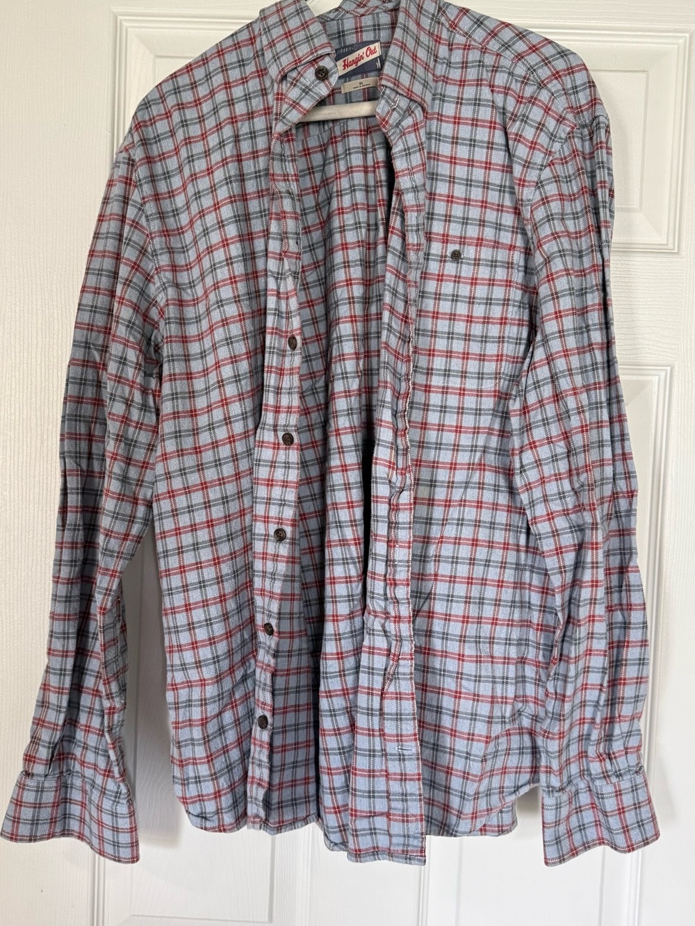 Men's Red & Light Blue Plaid Button-Down Shirt